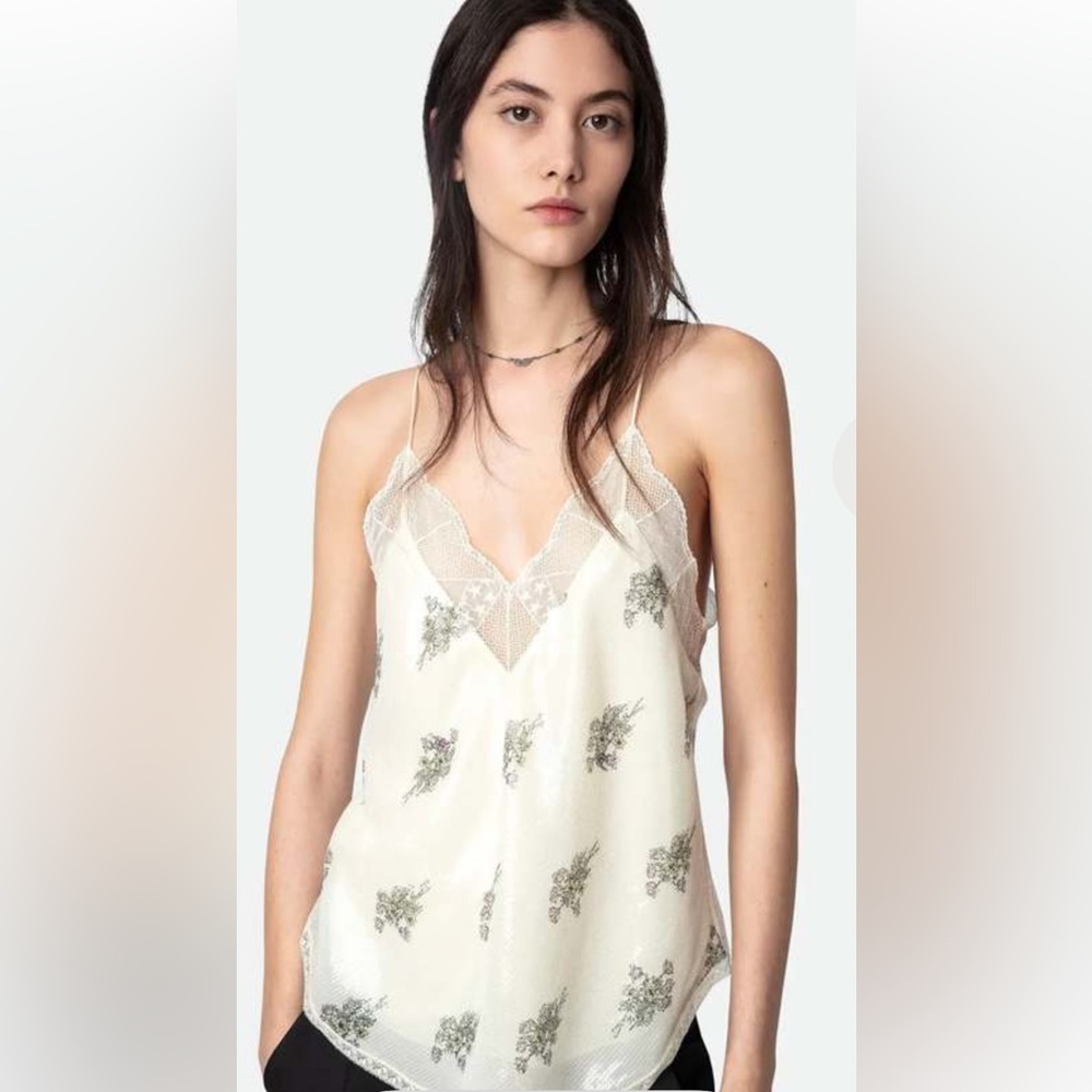 Zadig & Voltaire NWT Defile Christy Pretty Flowers Sequins Cami